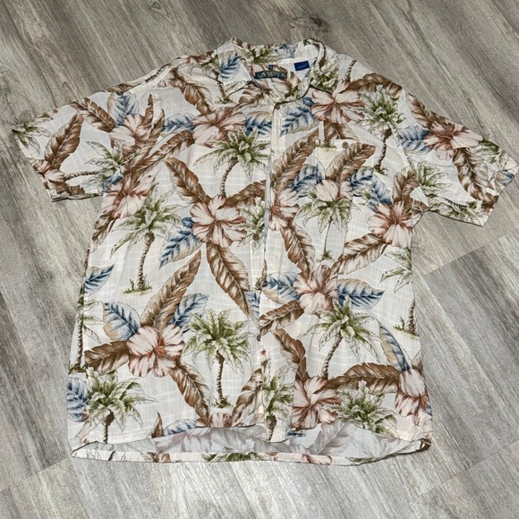 Campia Moda Men's Hawaiian Shirt Ecru with Floral Size XL‎ - Picture 1 of 5